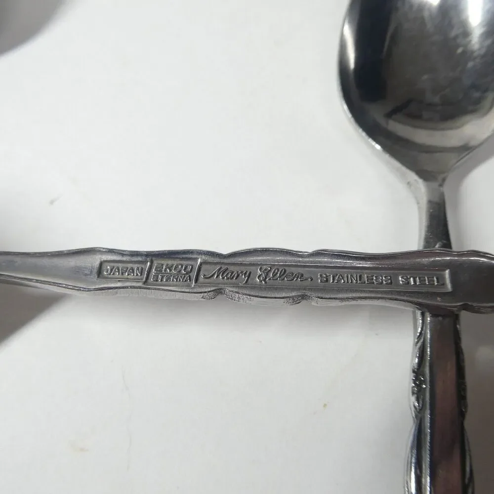 Ekco Eterna Mary Ellen Flatware Lot Stainless 17pcs Teaspoons Soup Spoon Vtg MCM
